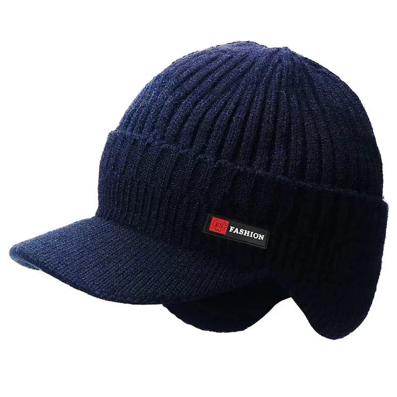 New Winter Men'S Hat – Outdoor Ear Protection Warm Knitted Cap with Windproof Visor, Thick Bicycle Scarf Cap for Men - Next Level