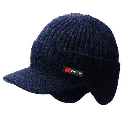 New Winter Men'S Hat – Outdoor Ear Protection Warm Knitted Cap with Windproof Visor, Thick Bicycle Scarf Cap for Men - Next Level