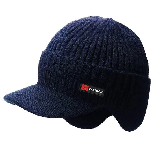 New Winter Men'S Hat – Outdoor Ear Protection Warm Knitted Cap with Windproof Visor, Thick Bicycle Scarf Cap for Men - Next Level